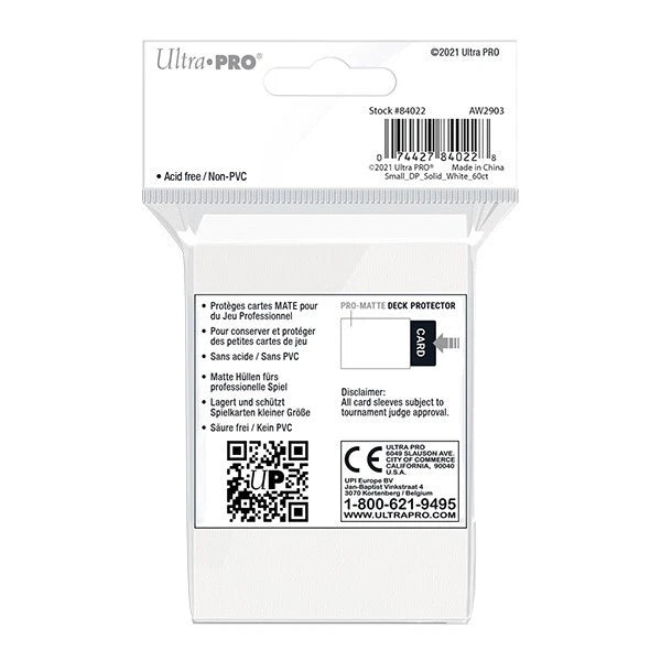 Ultra Pro - Small Pro Matte Card Sleeves 60pk - White